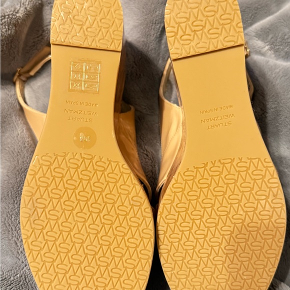 Stuart Weitzman Tan Patent Wedge Sandals - Picture 6 of 9
